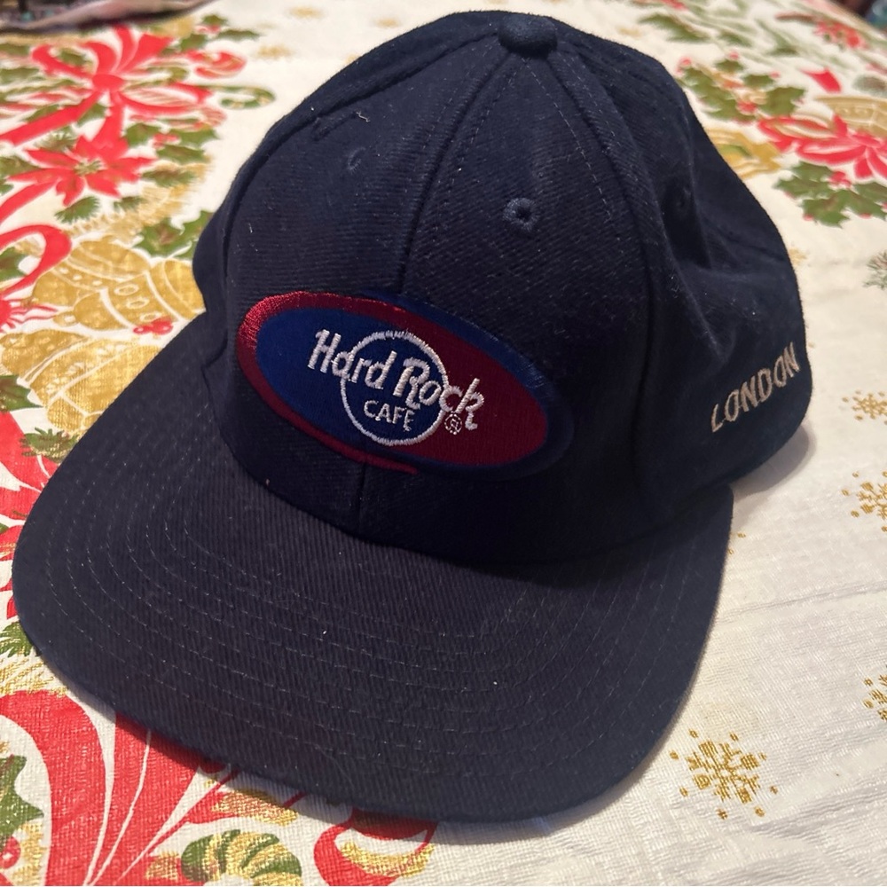 Hard Rock Cafe London Hat Strap back Dark Blue Cap Hat Love All Serve All